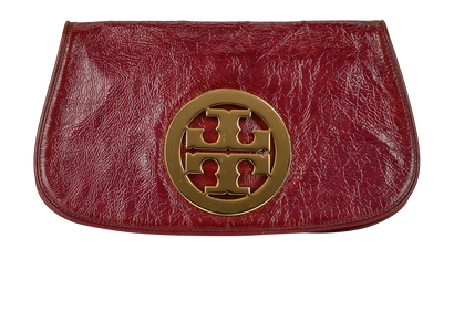 Logo Clutch, &pound;80, Handbags, Burgundy, Patent Leather, Front view